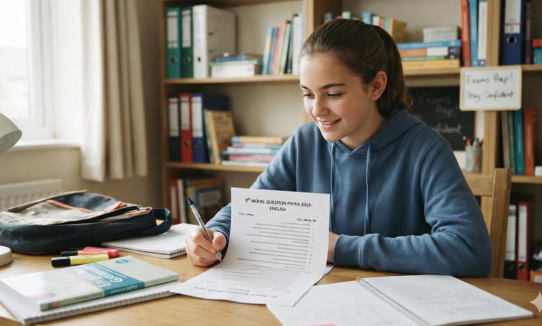 9th model question paper 2019 english